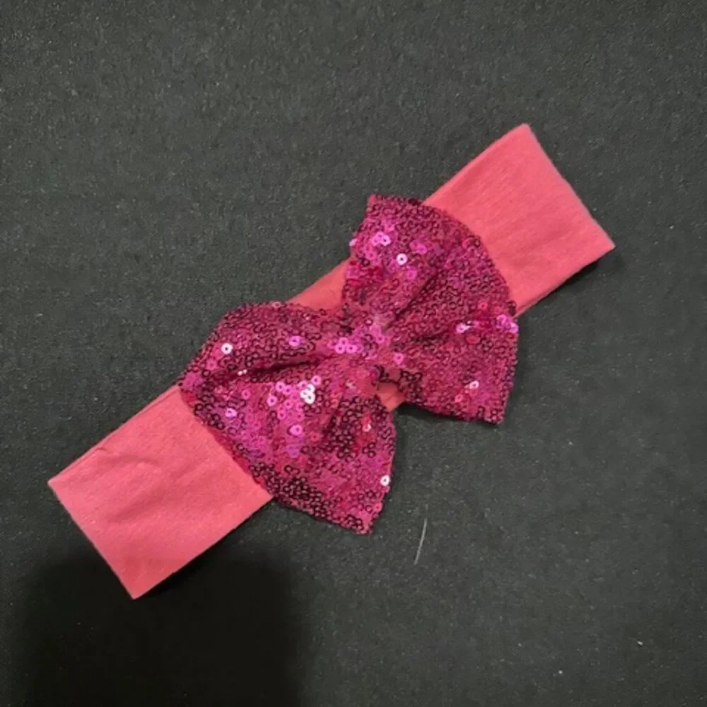 Hot Pink Glitter Big Bow on Hot Big Headband  HB109  Handmade NWT Boutique